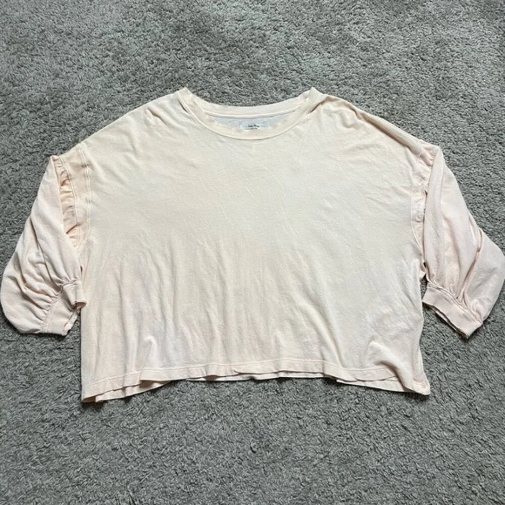 Free People Sugar Rush Pastel Peach Dolman Sleeves Top M - Picture 2 of 8